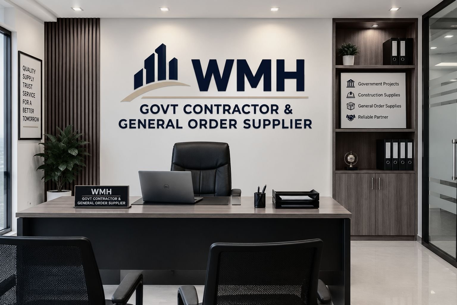 WMH Govt Contractor head office reception with company signage